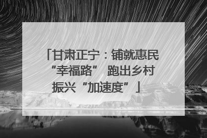 甘肃正宁：铺就惠民“幸福路” 跑出乡村振兴“加速度”